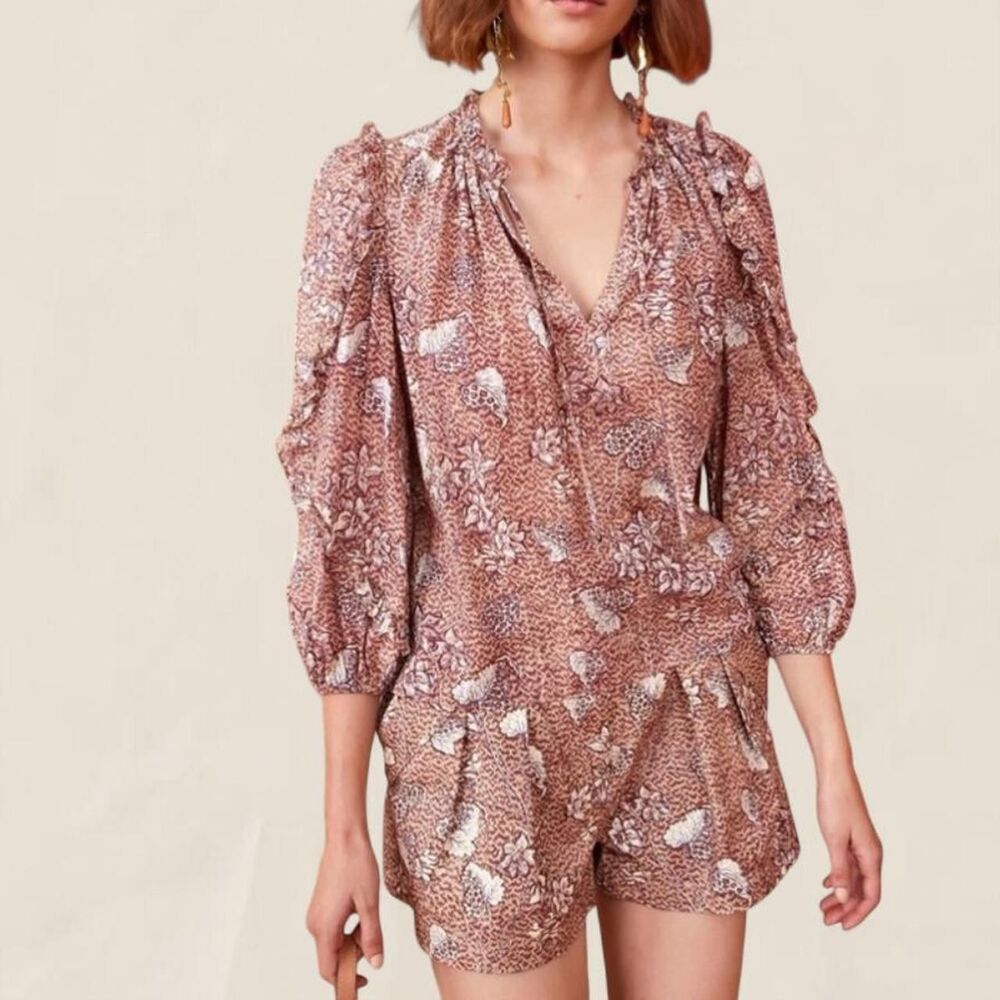 Ulla Johnson Manet sandlewood ruffle romantic flowy blouse | size 10
